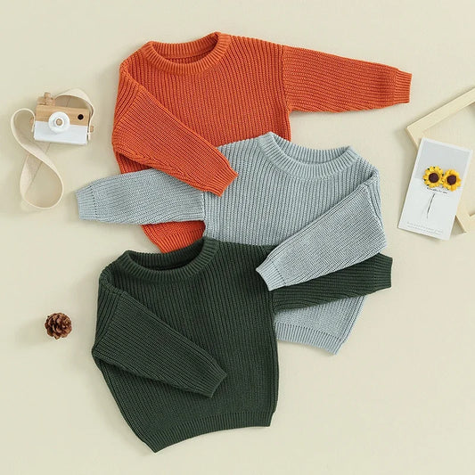 Lioraitiin Toddler Baby Knit Sweater Round Neck Long Sleeve Pullover Sweatshirt for Fall and Winter