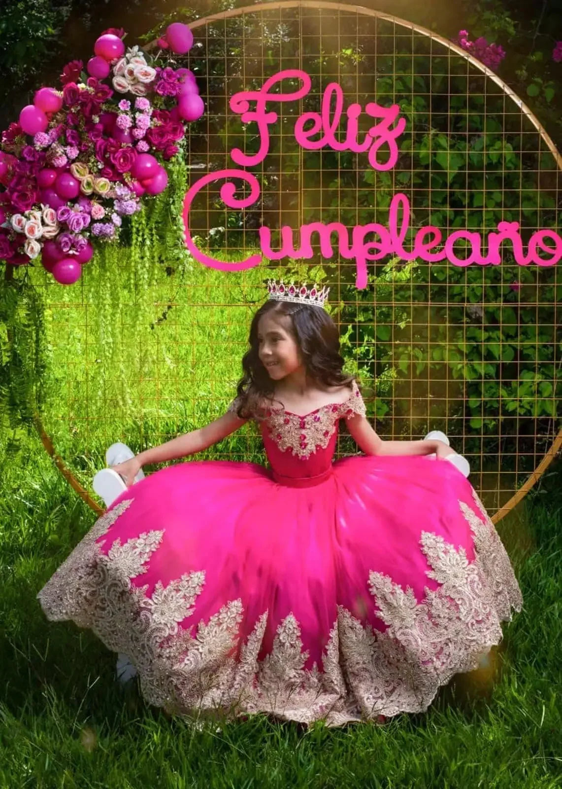 Customized Red Flower Girl Dress with Gold Appliques and Crystal for Weddings and Formal Events