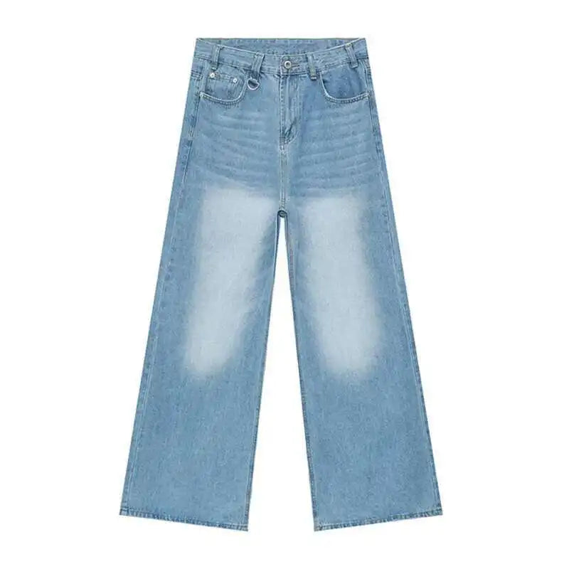 IEFB Wide Leg Jeans Casual Male Denim Pants 2025 Spring Fashion Loose Fit Trousers with Pockets and Zipper Closure
