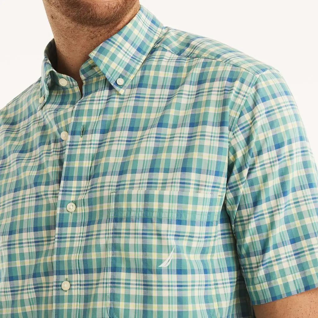 Nautica Mens Big and Tall Sustainably Crafted Plaid Short Sleeve Shirt