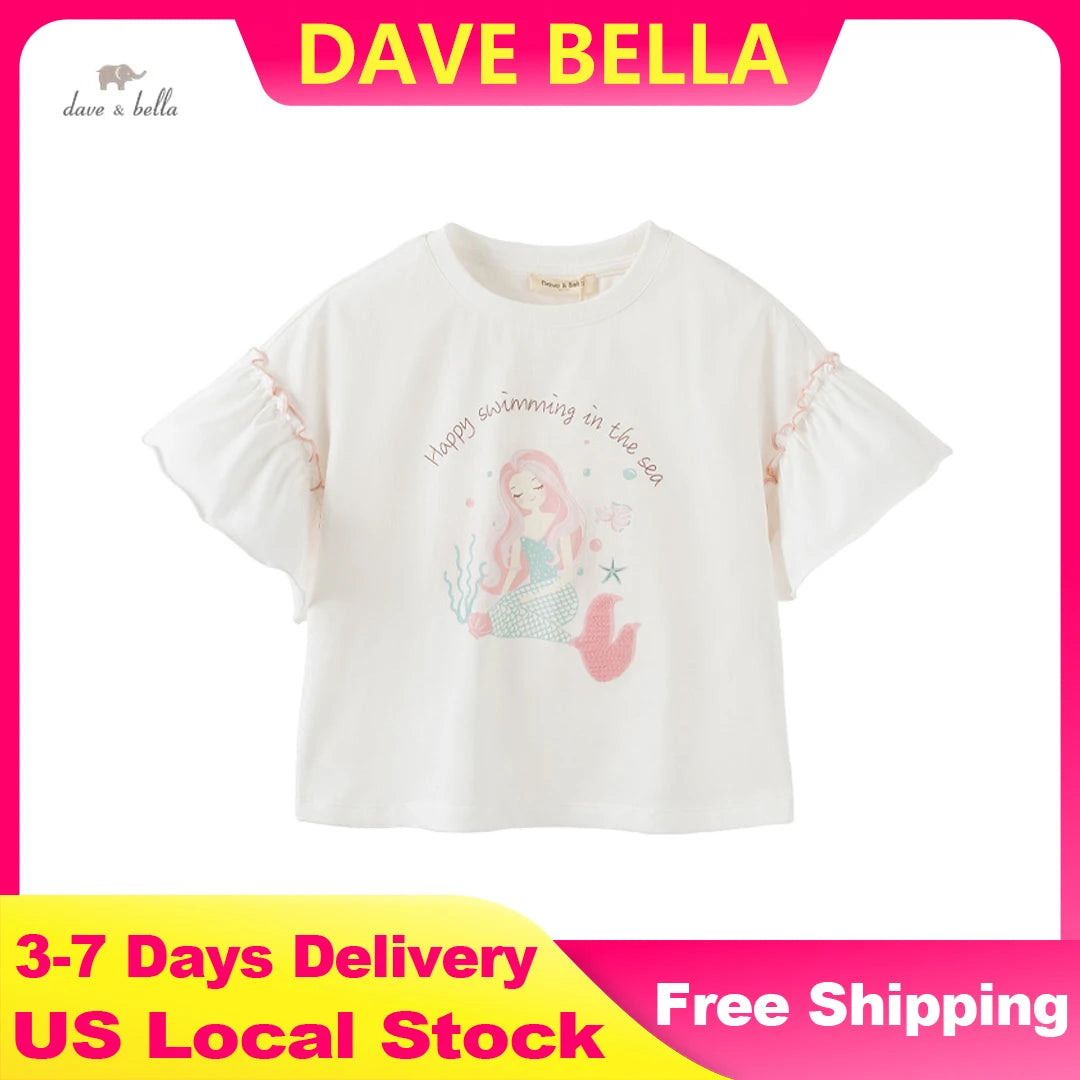 Dave Bella Casual Short Sleeve Cotton T-Shirt for Girls