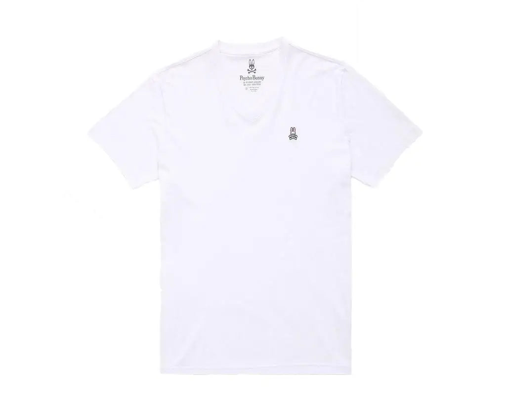 Psycho Bunny Classic V Neck White Men's Big and Tall Tee Shirt B9U100ARPC WHT