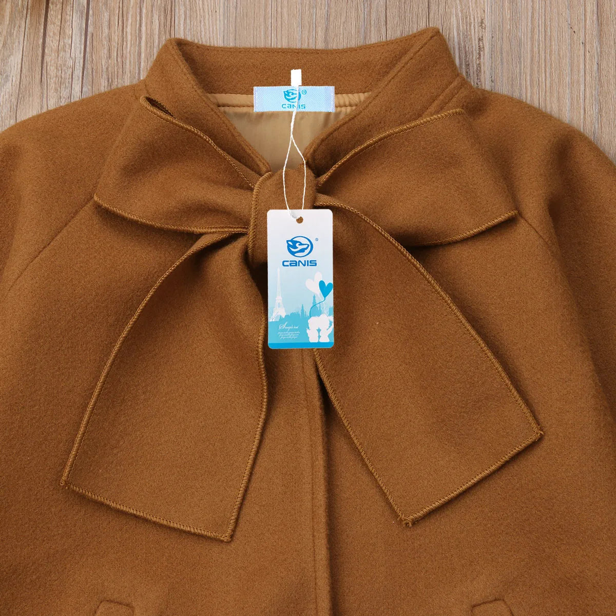 Girls Lightweight Solid Color Windbreaker Jacket with Loose Bow Neck and Side Pockets for Outdoor Fashion