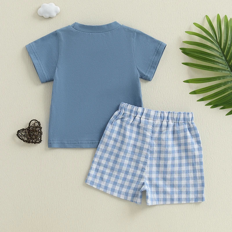 Infant Boy s Casual Outfit with Embroidered T-shirt Set