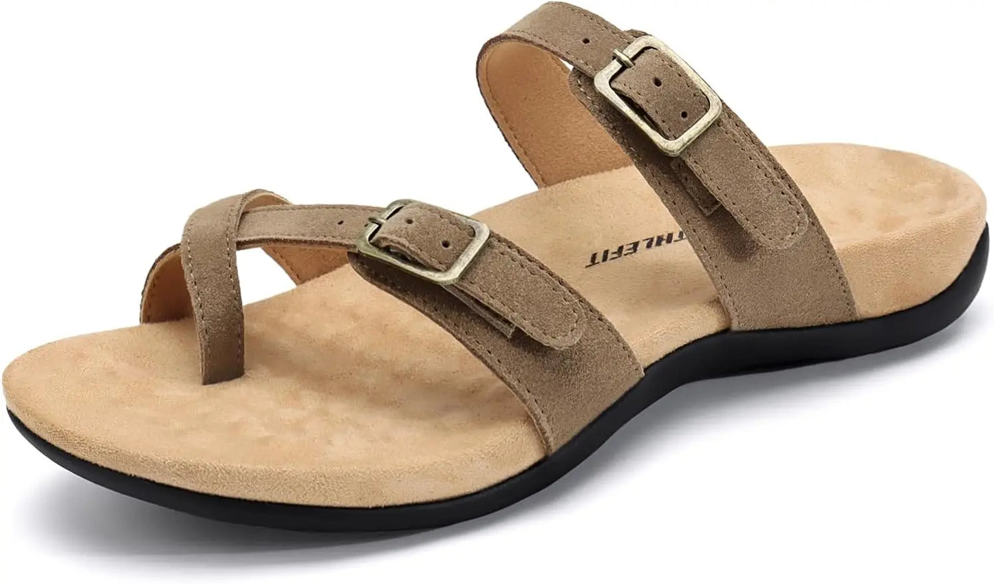 Orthopedic Sandals for Women Wide Width Adjustable Comfort Orthotic Flip Flops with Arch Support