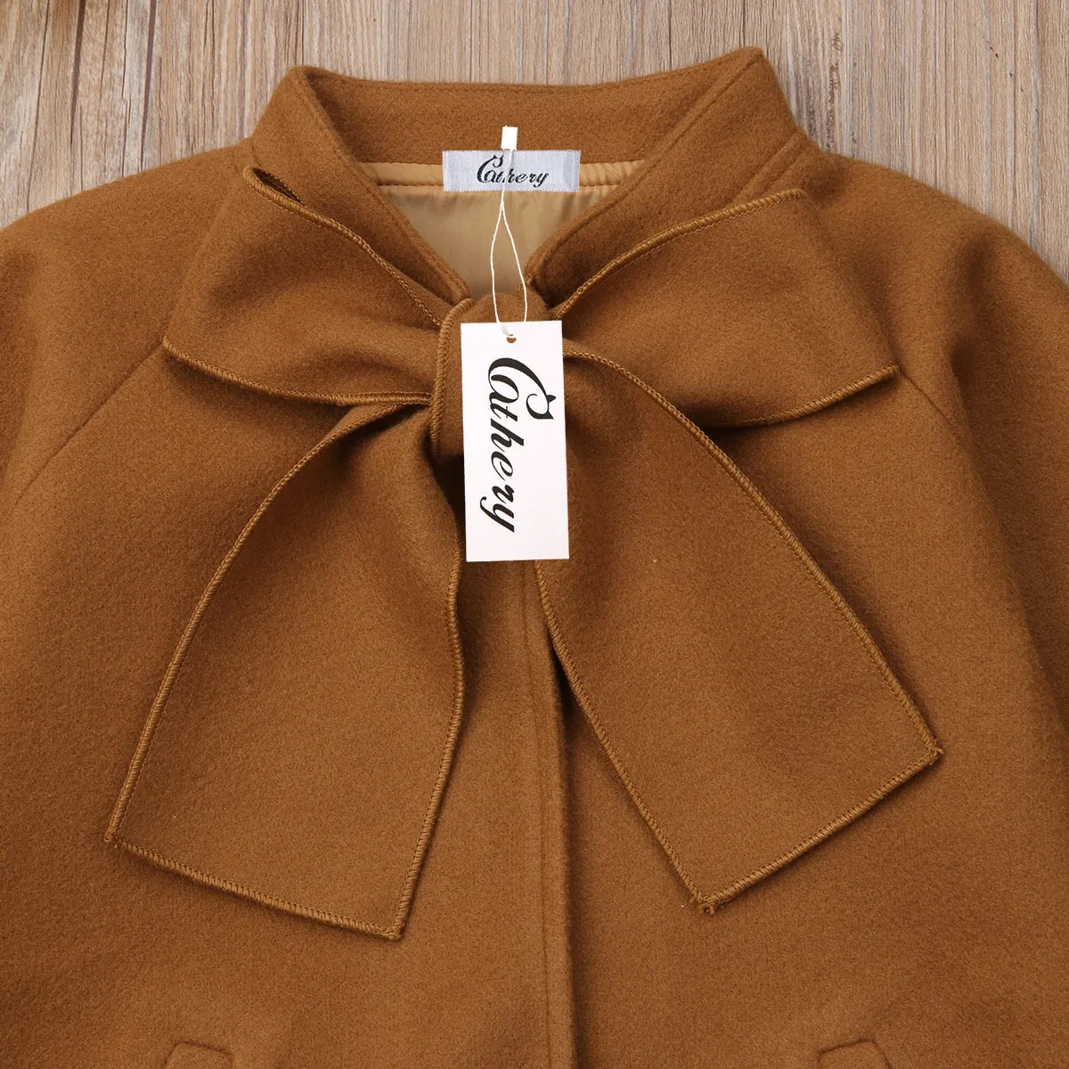 Girls Lightweight Solid Color Windbreaker Jacket with Loose Bow Neck and Side Pockets for Outdoor Fashion