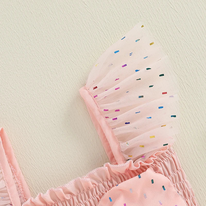 Pudcoco Toddler Girls Summer Tulle Dress Flying Sleeve Big Bow A-Line Dress for Ages 6 Months to 4 Years