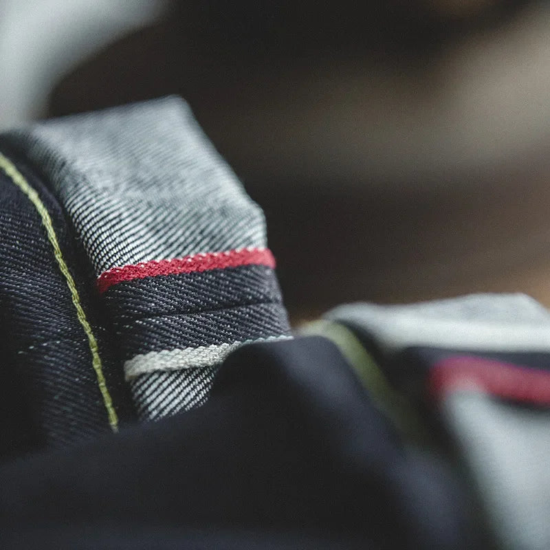 Maden Retro 14.5OZ Selvage Denim Jeans for Men Mid Waisted Regular Fit Straight Pants with YKK Zipper Size 28 to 38