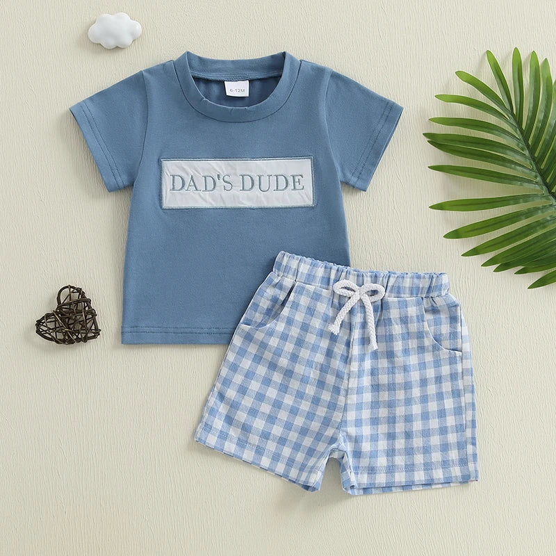 Infant Boy s Casual Outfit with Embroidered T-shirt Set