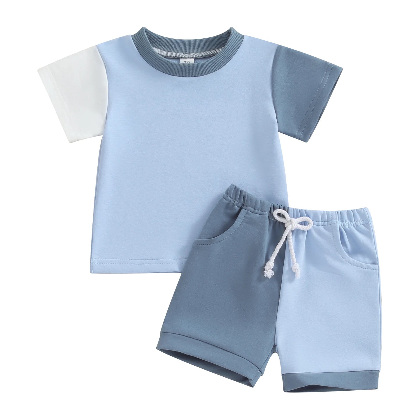 Citgeett Summer Toddler Boys and Girls Shorts Set Short Sleeve Contrast Color Tops and Drawstring Shorts