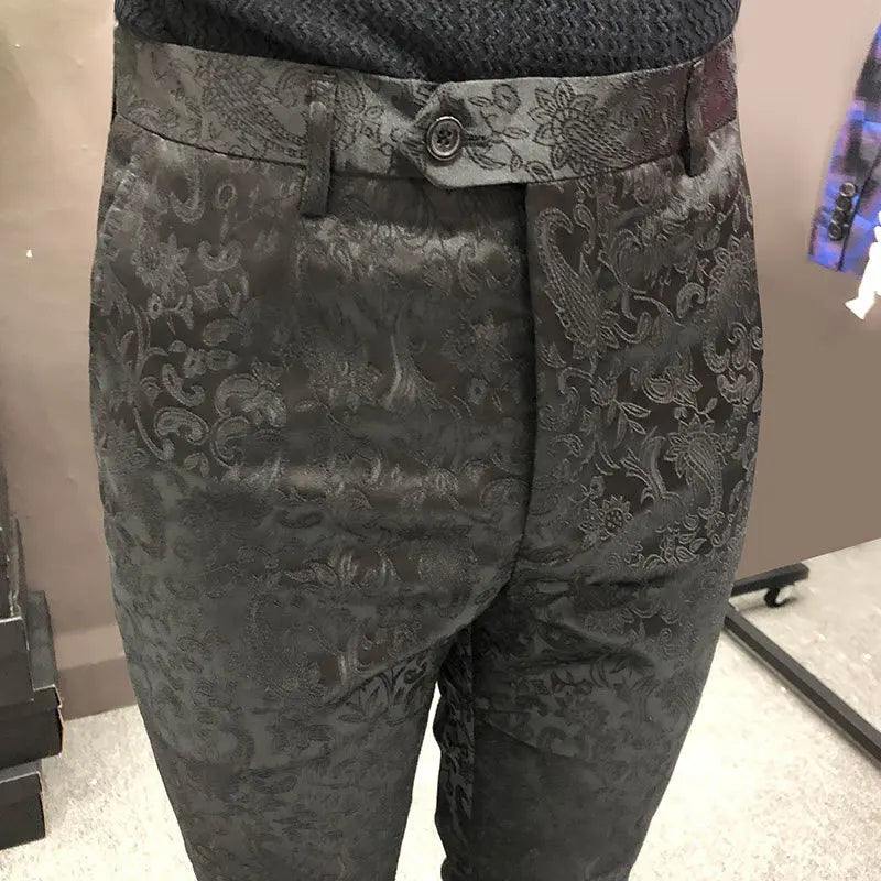 British Style Jacquard Suit Pants for Men 2023 Formal Trousers Wedding Casual Pants