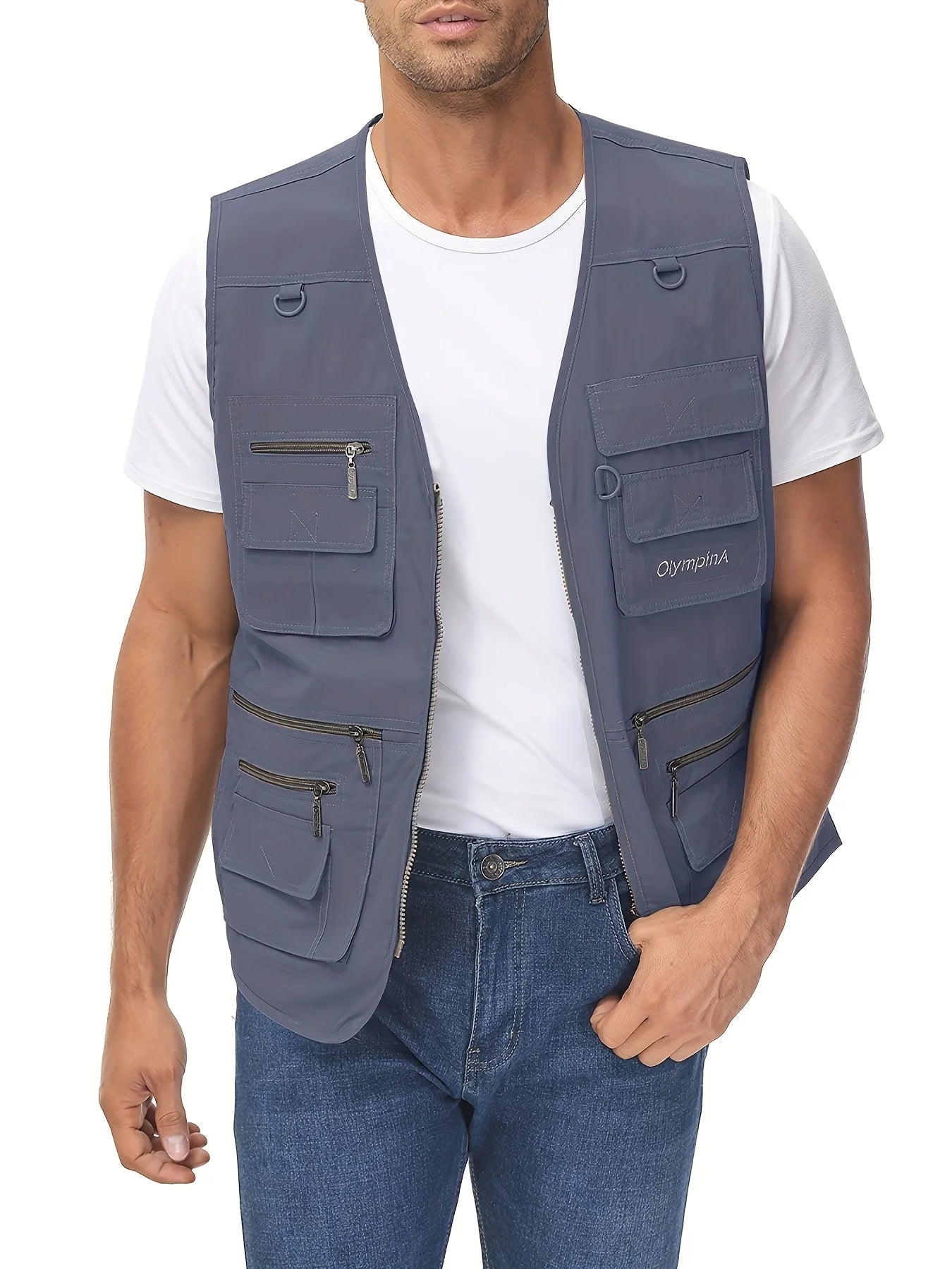 Men's Plus Size Fishing Vest Utility Travel Multi Pockets Outdoor Work Sports Summer Vest