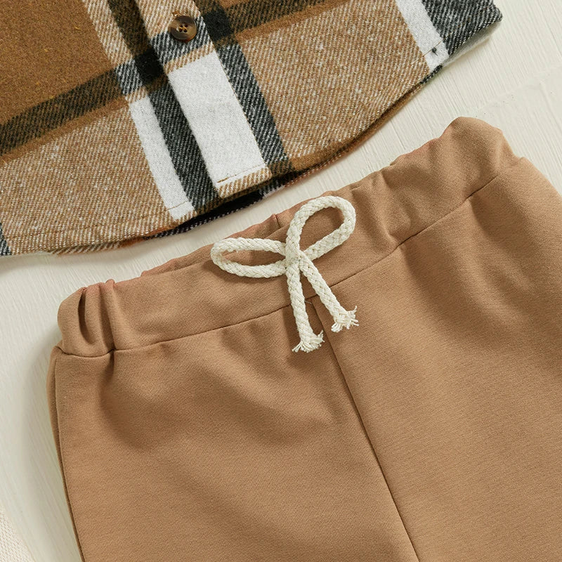 Kids Baby Boy Autumn Clothes Outfits Plaid Print Set 2 Piece