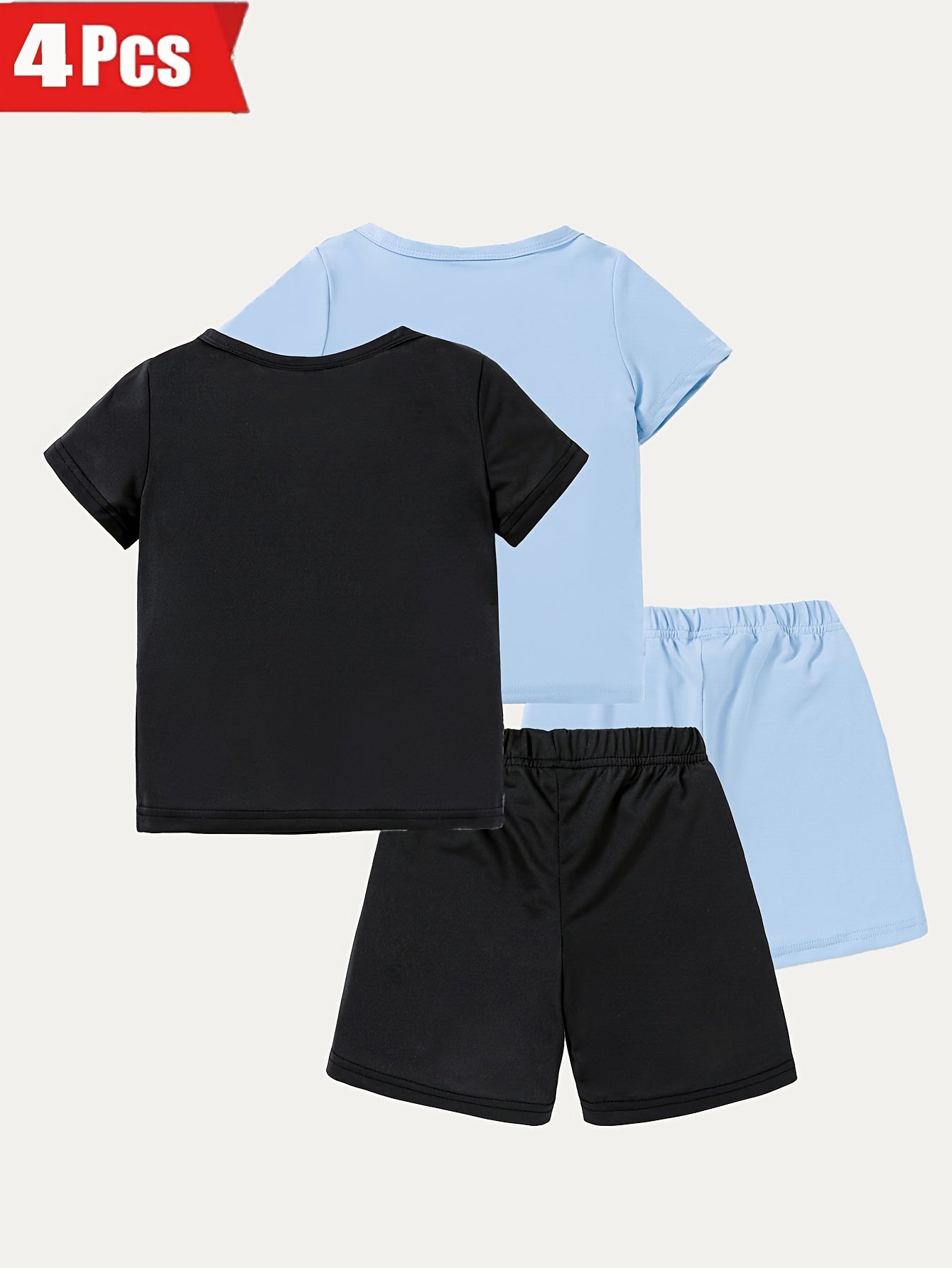 4PCS -  Boys' And Girls' Shirt and Shorts Set