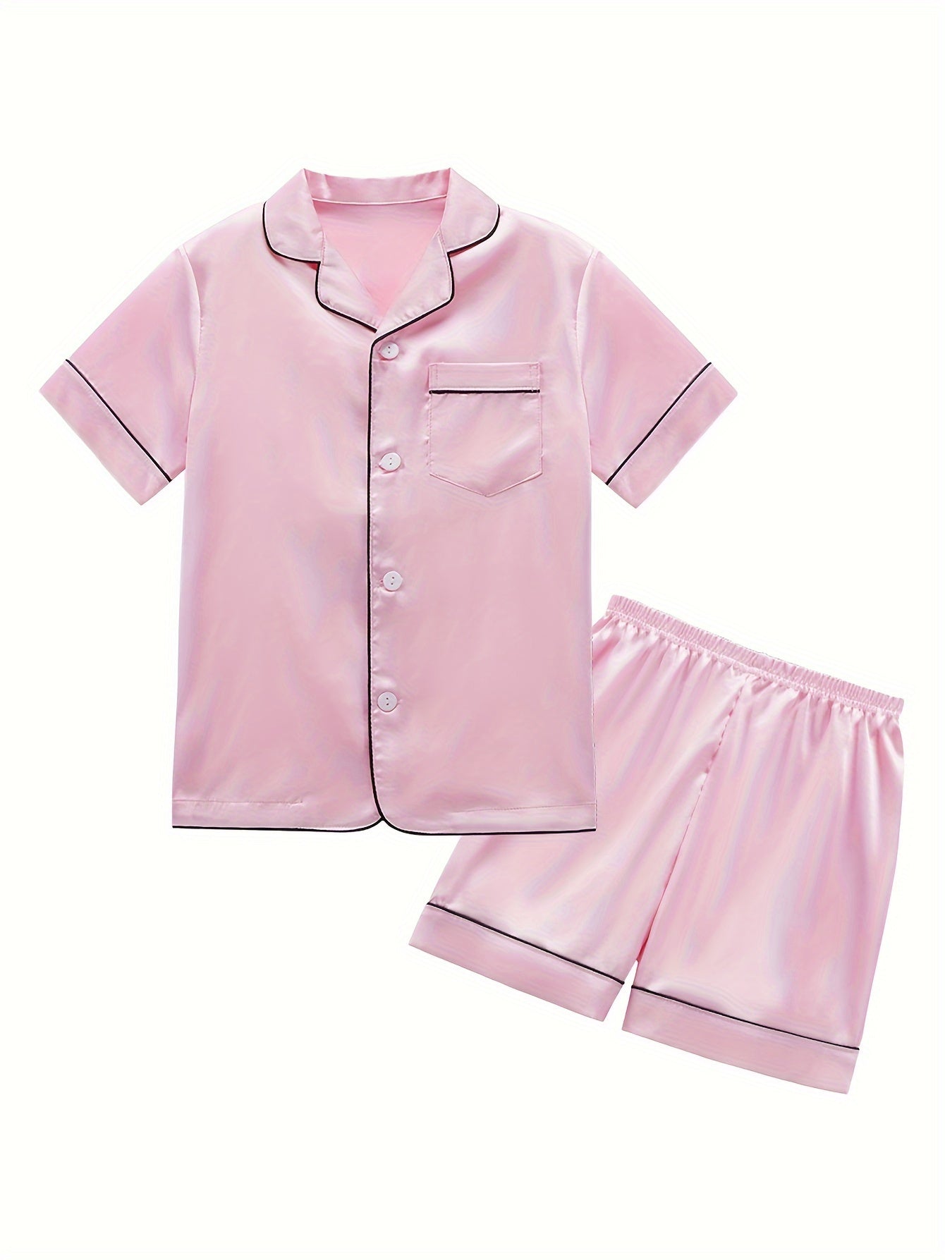 Girls Summer Outfit Solid Color T-Shirt Shorts Set 2pcs Clothes Set 4-14Y