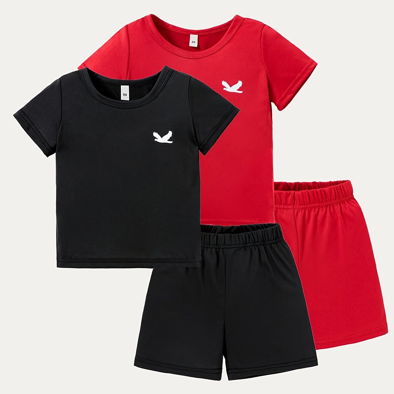 4PCS -  Boys' And Girls' Shirt and Shorts Set