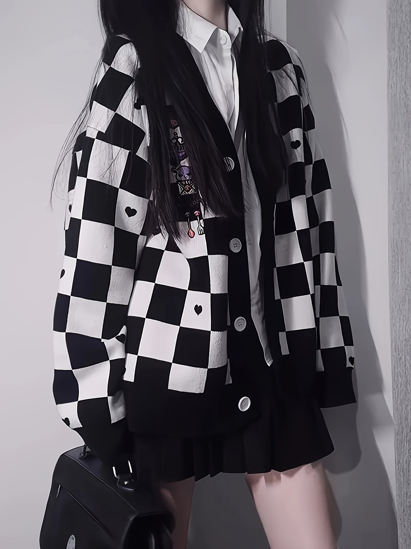 Cute Sanrio Cinnamoroll Light Blue Plaid Cardigan Sweater