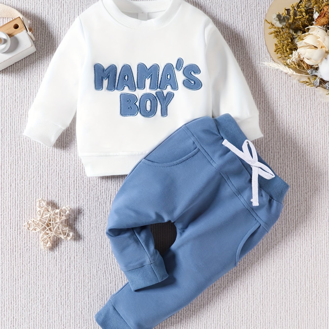 Toddler Baby Boy Clothes Mama's Boy Print Long Sleeve Set