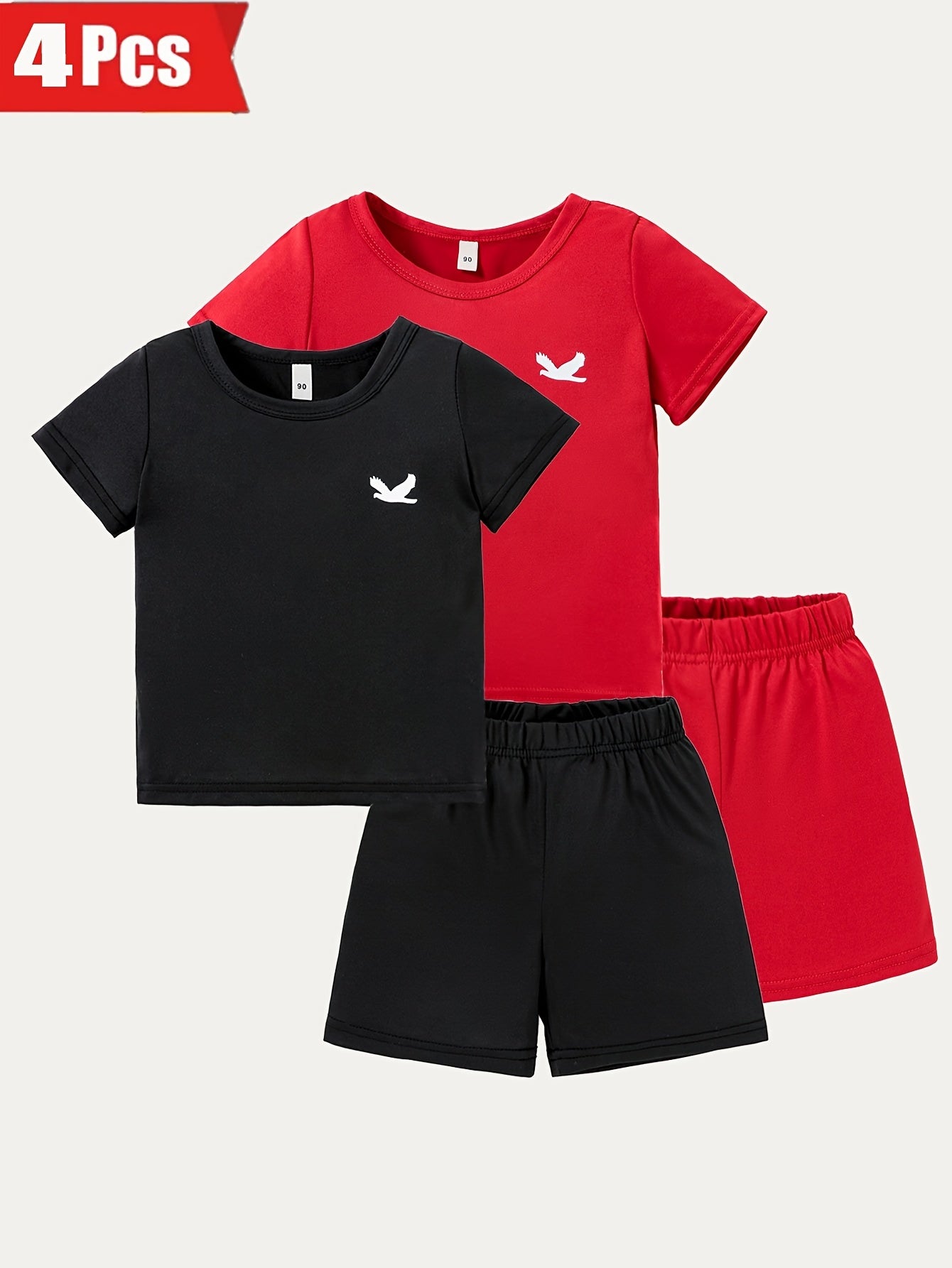 4PCS -  Boys' And Girls' Shirt and Shorts Set