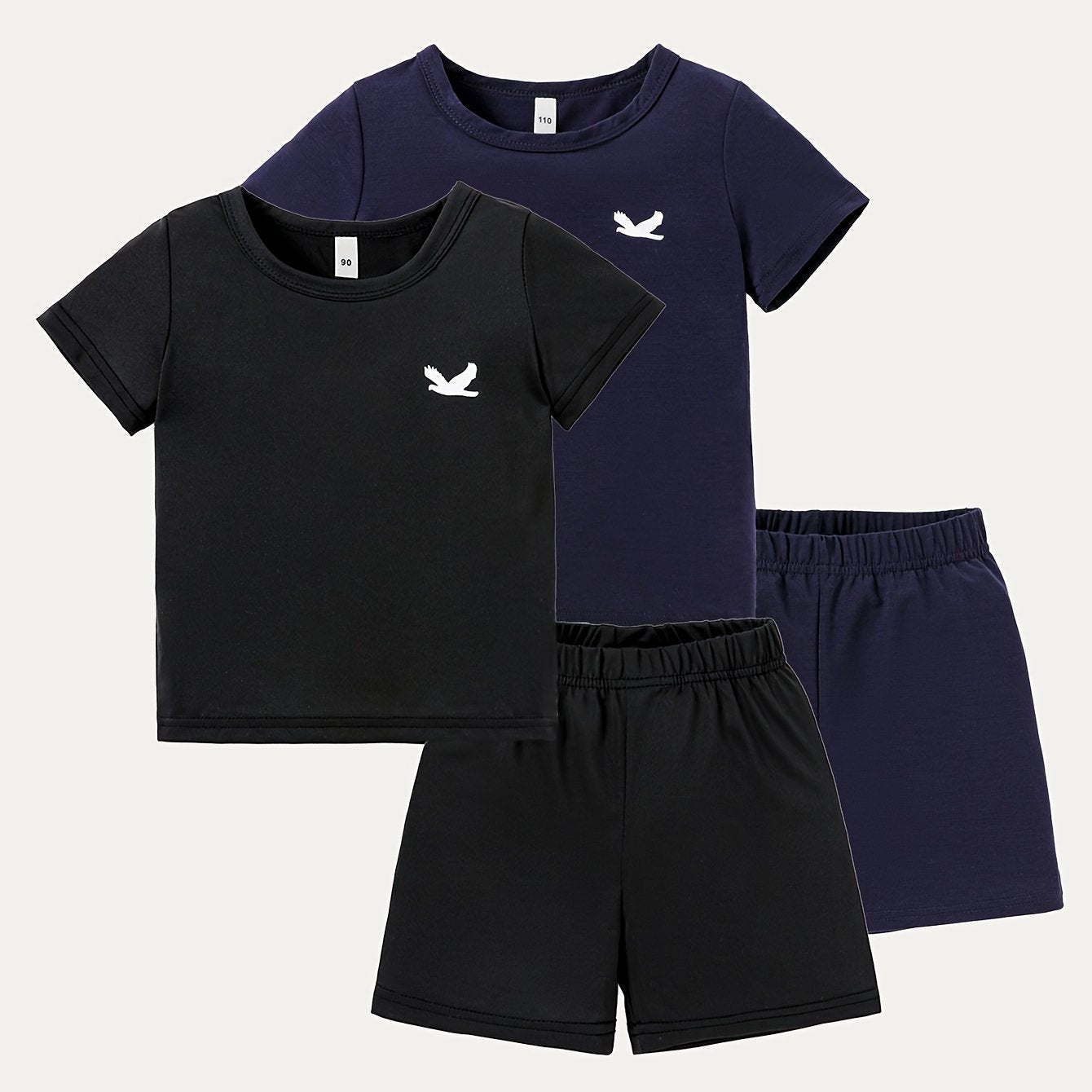 4PCS -  Boys' And Girls' Shirt and Shorts Set