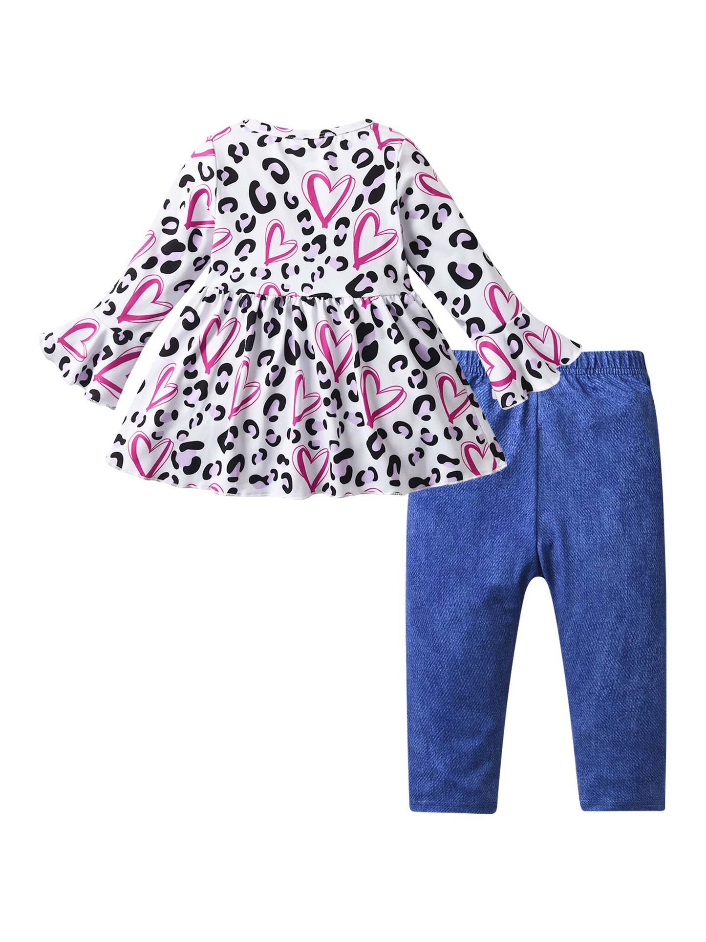 Girls Matching Clothes 1-6 Years Long Sleeve Top and Jeans Set